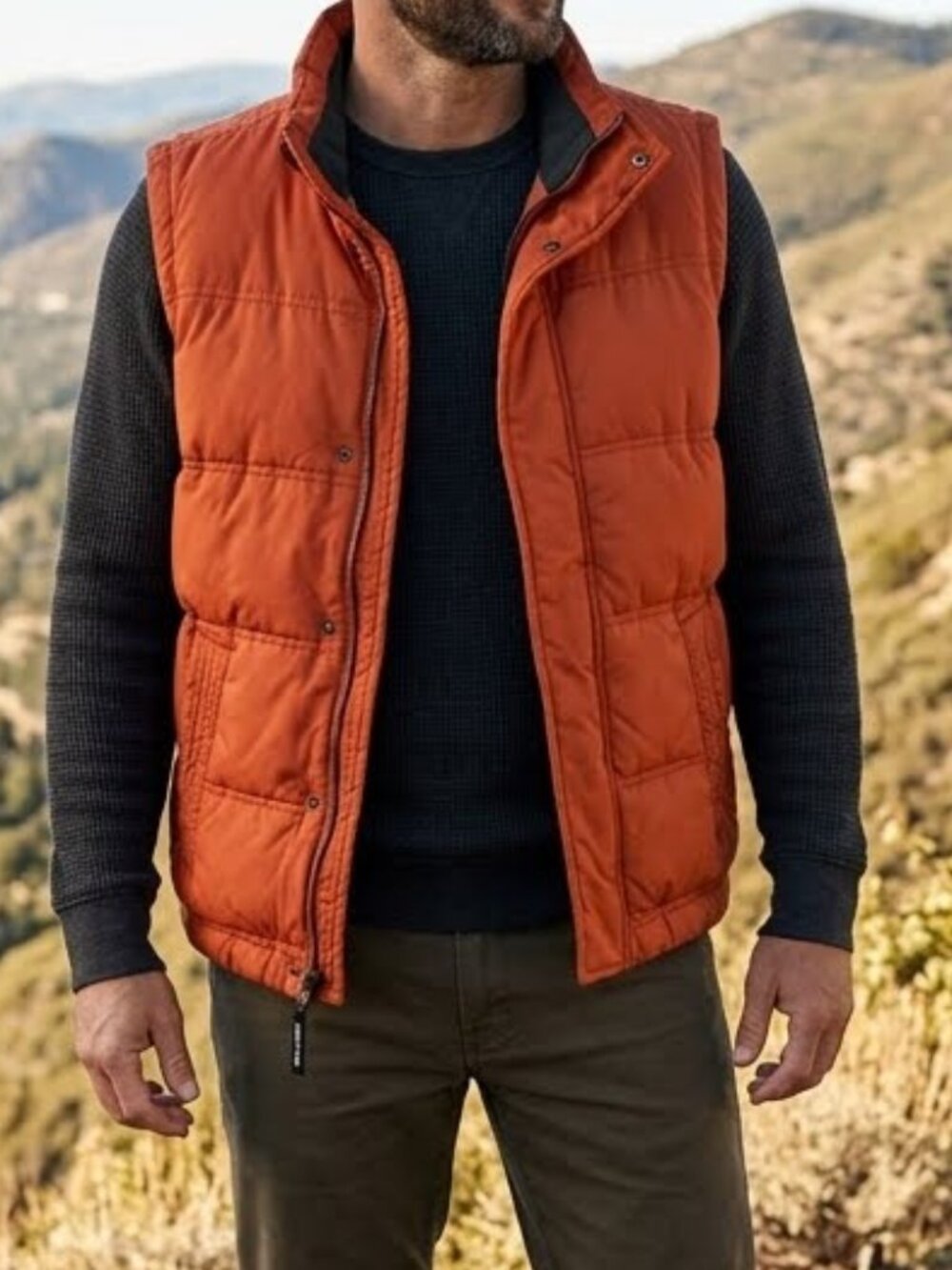 Abercrombie & Fitch Orange Summit Rock Feather Down Puffer Vest Men M Unisex